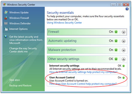 Sistema Control Ususuarios Windows Vista