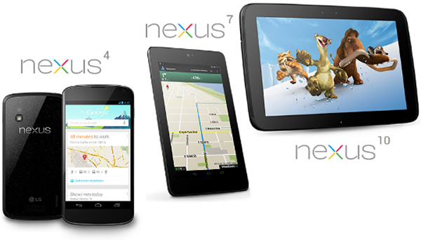 Google anuncia Nexus 4, Nexus 10 y actualización de Nexus 7