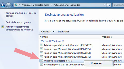 ¿Cómo desinstalar Internet Explorer 9?